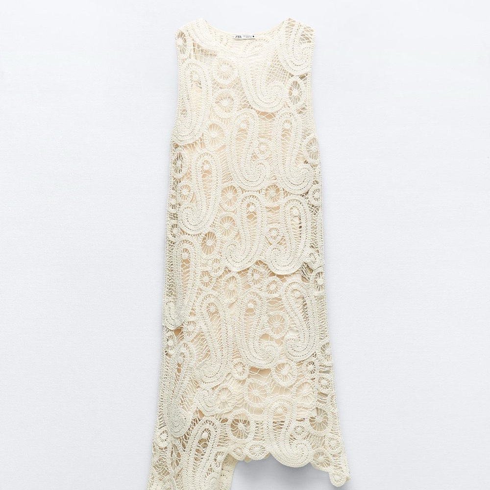 Zara Elegant Cream Lace Dress